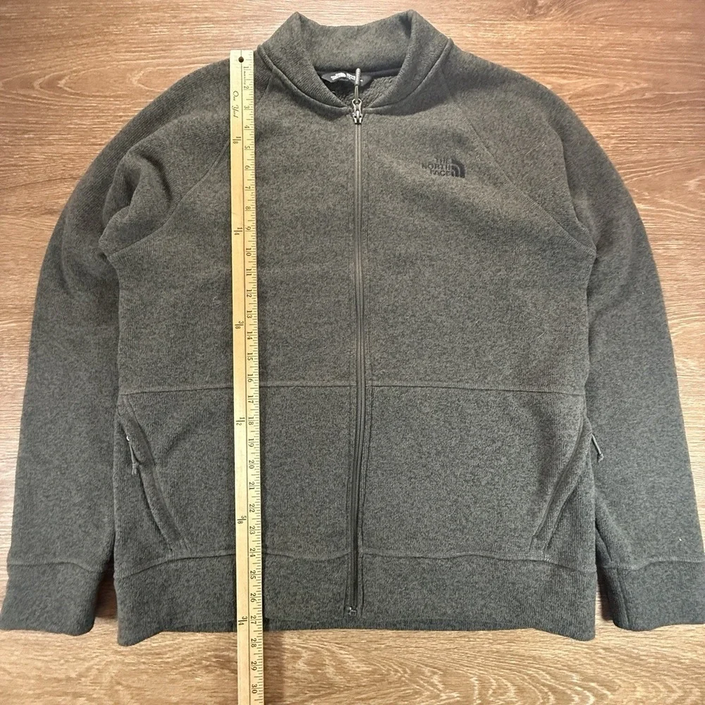 The North Face Jacket Men's L Green Full Zip Fleece Sweater Knit Coat Outdoor